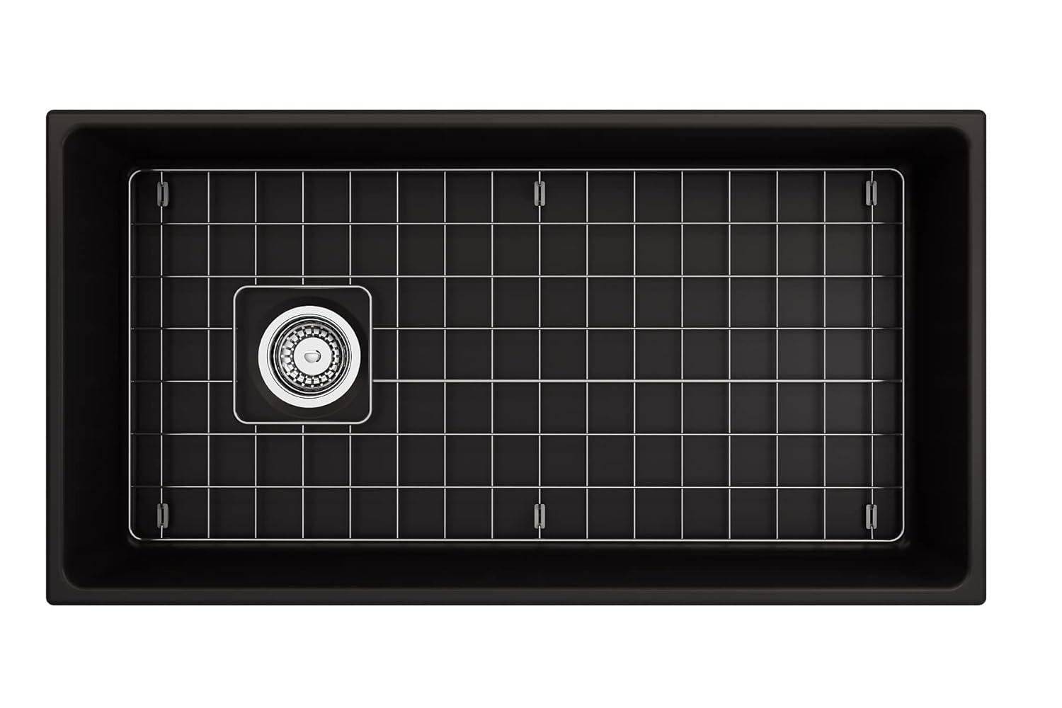 Matte Black Fireclay Farmhouse Single Bowl Kitchen Sink