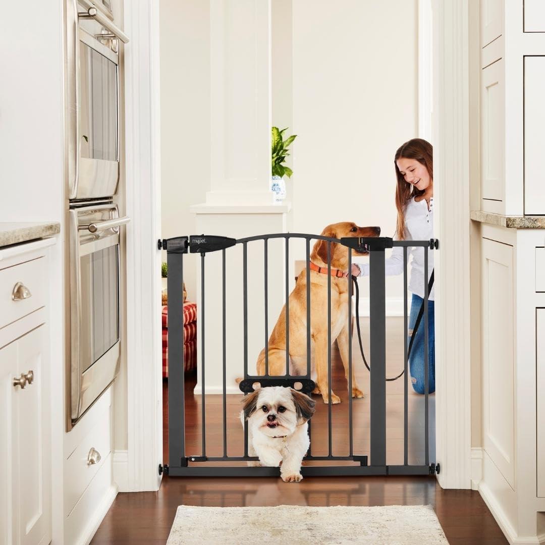 North States MyPet Wide Metal Deco EasyPass Pet Gate, Expands to 40.5" Wide