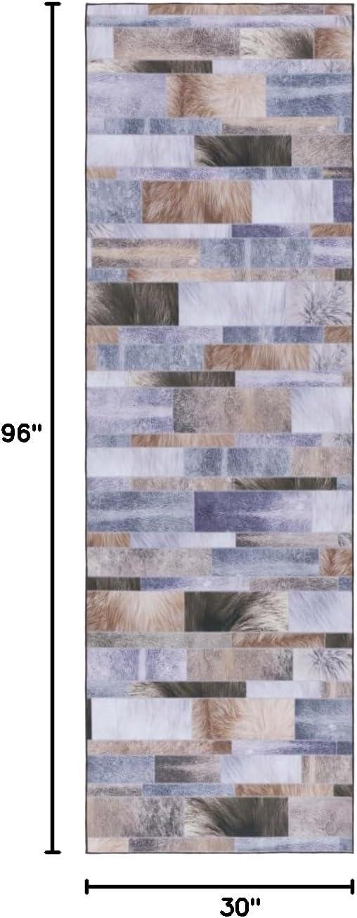 Faux Hide FAH515 Power Loomed Machine Washable Runner Rug - Beige/Purple - 2'6"x8' - Safavieh.