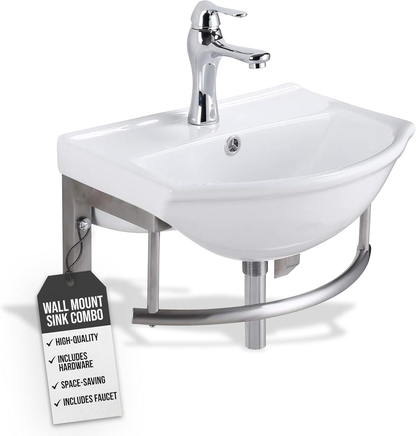 The Renovators Supply Inc. 13.75'' White Vitreous China U-Shaped Bathroom Sink with Overflow