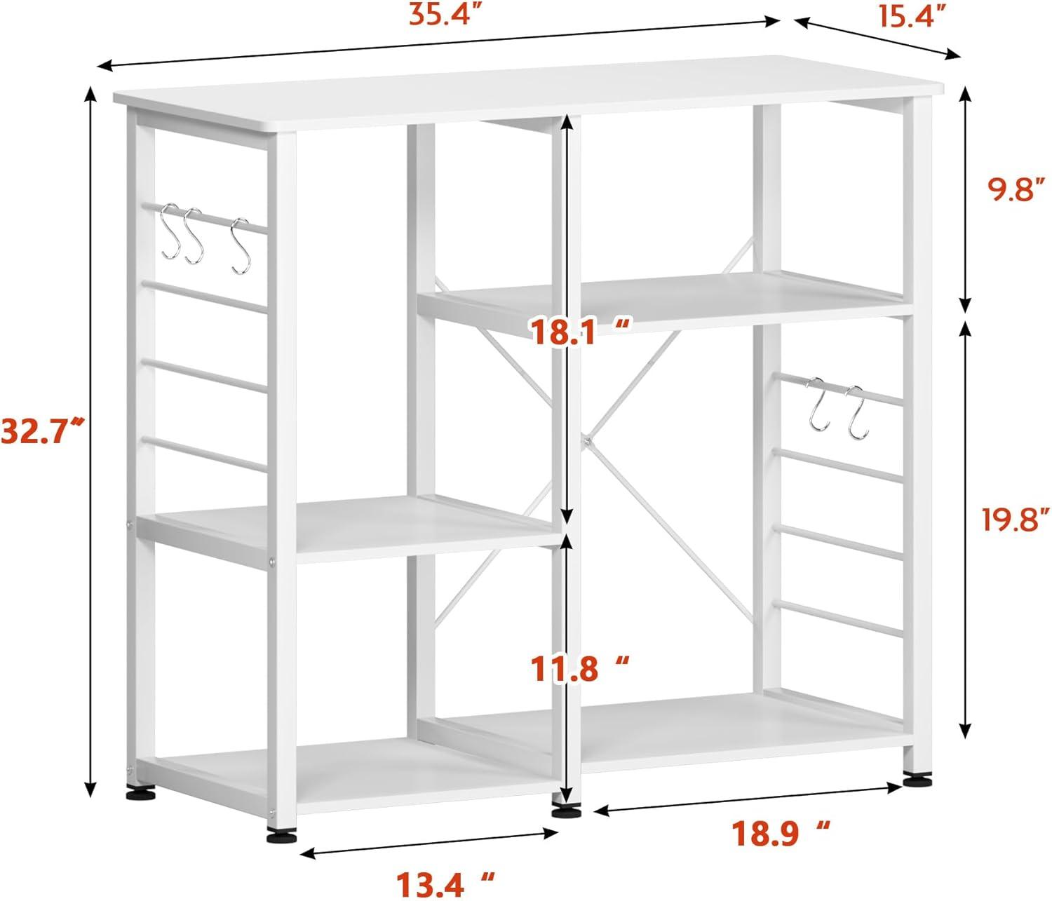 DlandHome Microwave Cart Stand 35.4 inches, Kitchen Baker's Rack Utility Storage Shelf Microwave Stand 3-Tier x 3-Tier for Spice Rack Organizer Workstation Shelf, Vintage