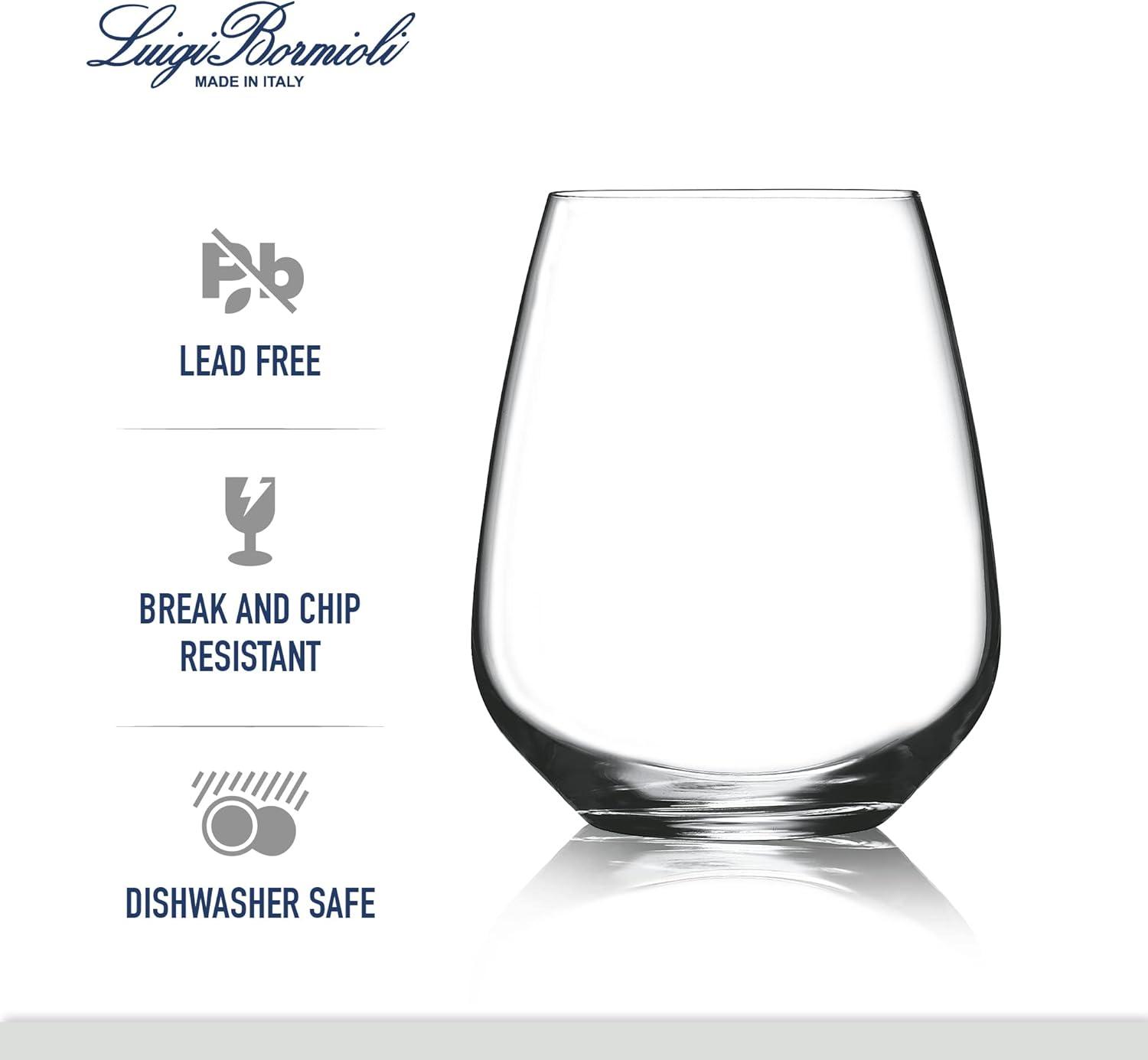 Luigi Bormioli Crescendo 23 Ounce Stemless Drinking Glasses, 4-Piece, 23 oz.