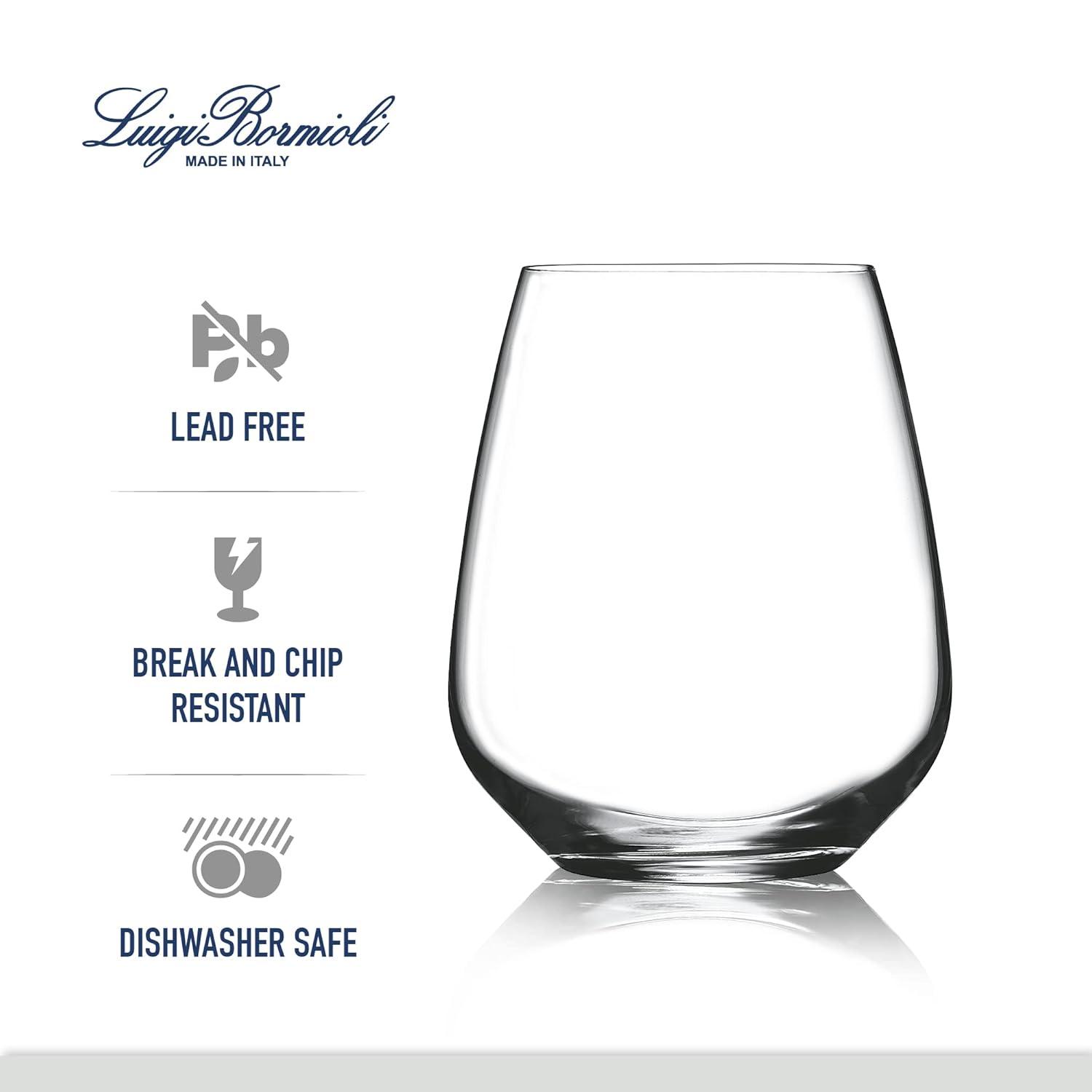 Luigi Bormioli Crescendo 23 Ounce Stemless Drinking Glasses, 4-Piece, 23 oz.