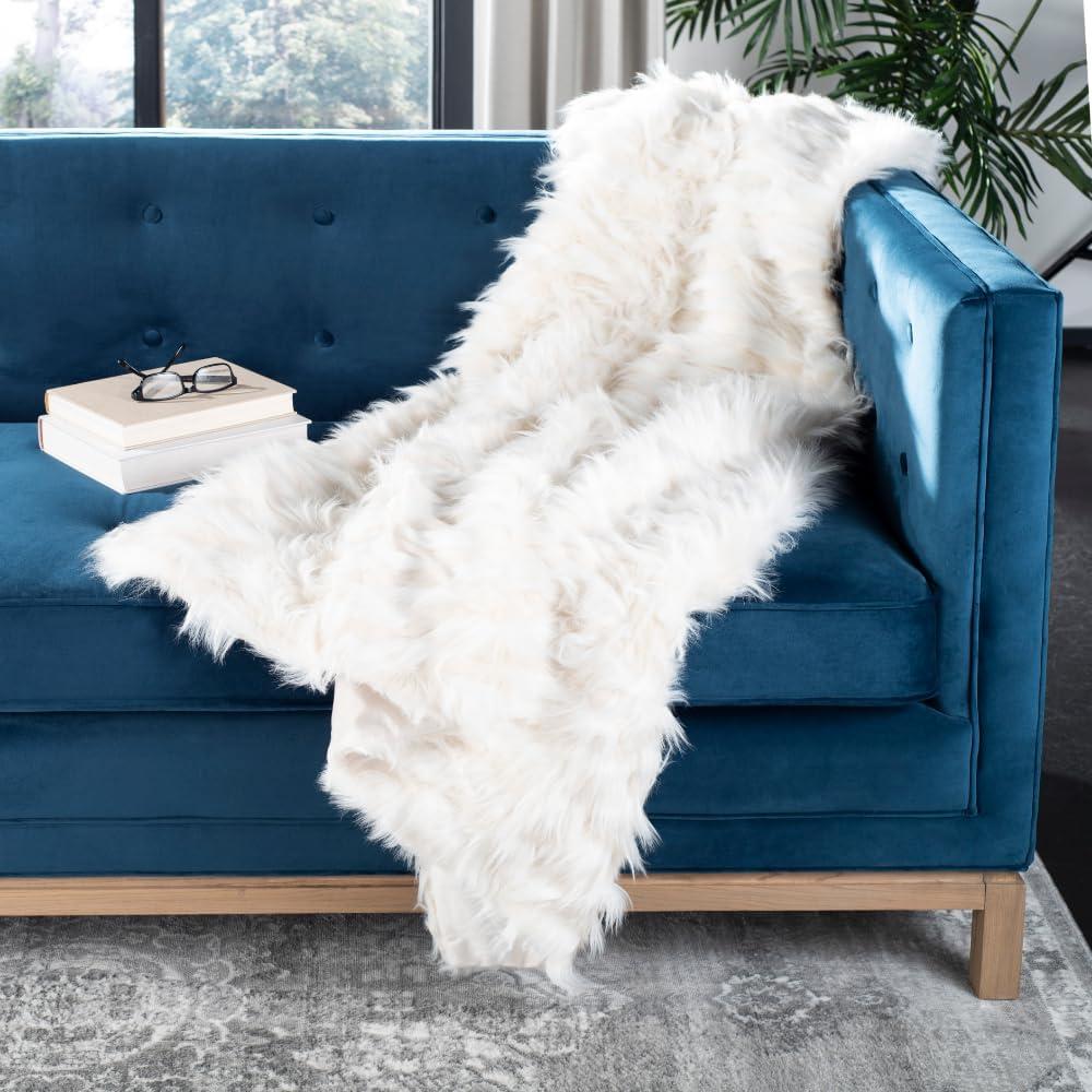 White Faux Fur Machine Washable Throw Blanket