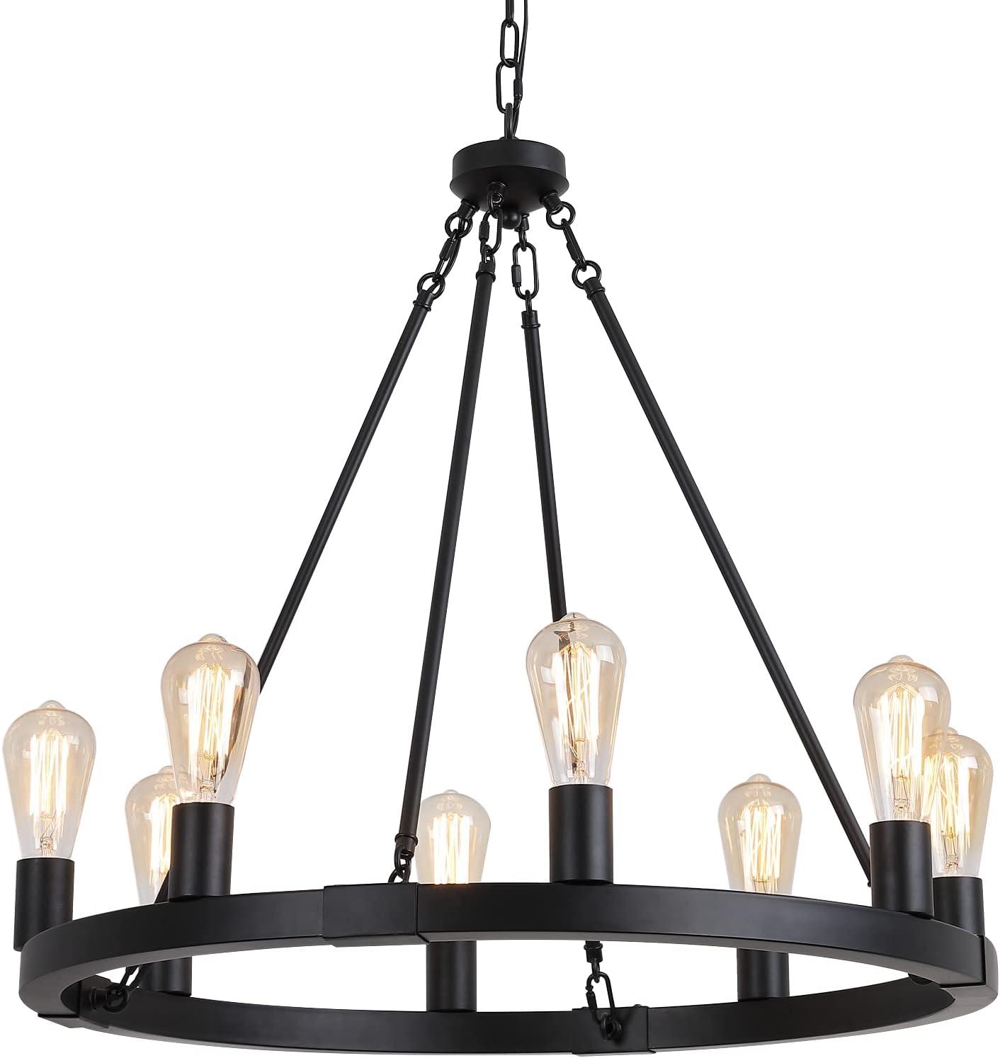 Myriane 8 - Light Wagon Wheel Chandelier for Farmhouse