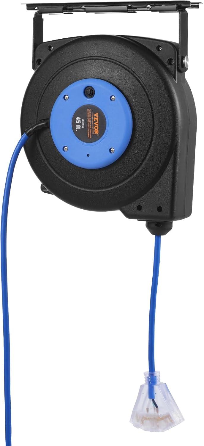 Retractable Extension Cord Reel Power Cord Reel 45FT