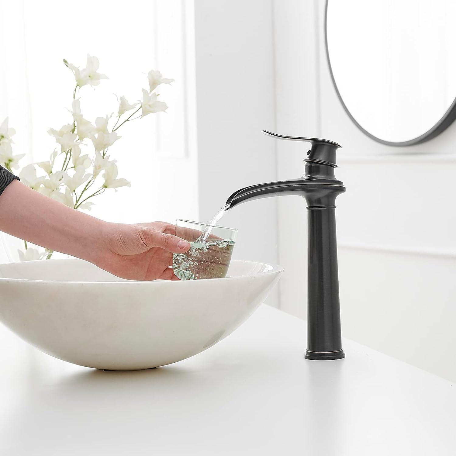 BWE Waterfall Single Hole Single Handle Bathroom Vessel Sink Faucet With Drain Assembly
