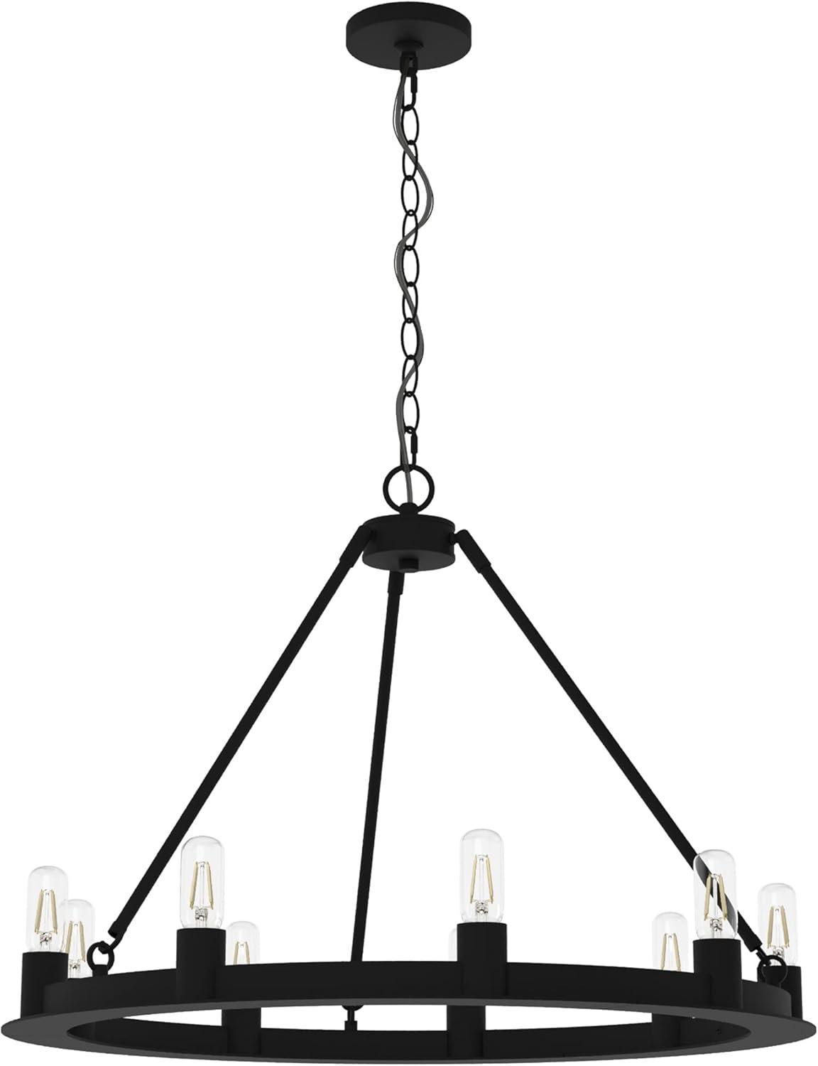 Saddlewood 9-Light Black Iron Modern Farmhouse Chandelier