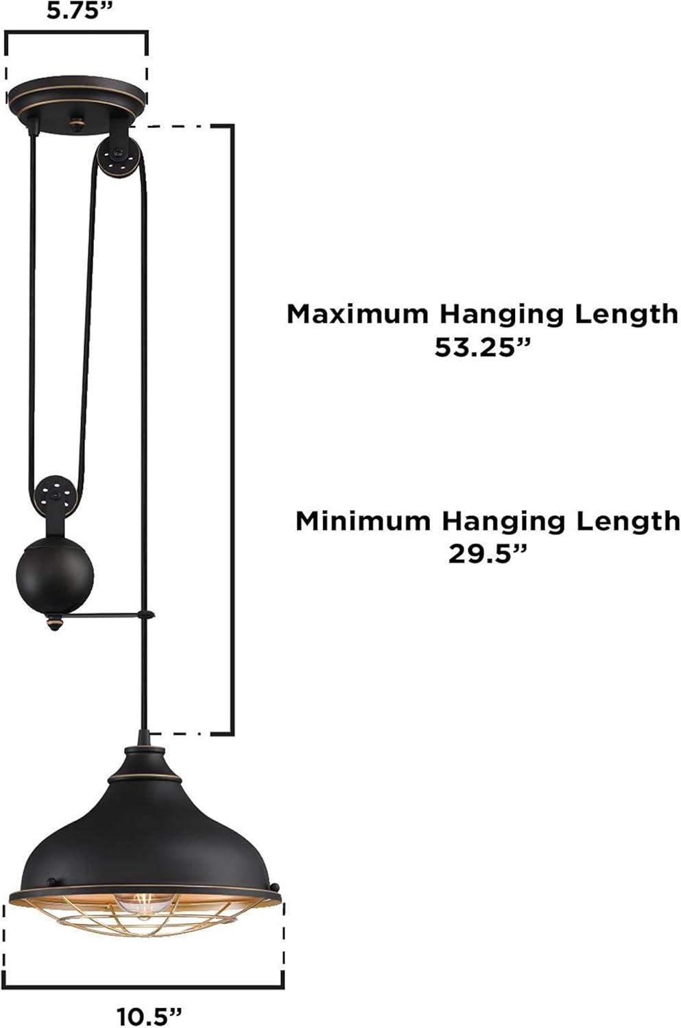 Westinghouse Chaves Pulley Pendant Black-Bronze Finish with Highlights Golden Brass Cage Shade