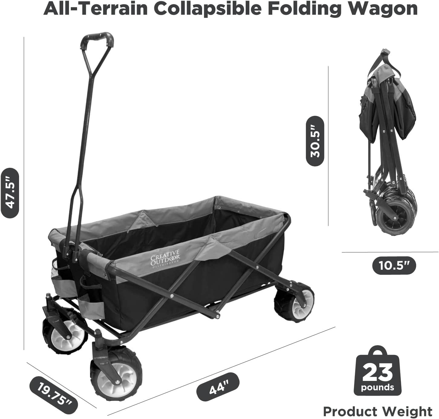 Wagonsrus Creative Outdoor Collapsible Folding Wagon, All-Terrain, Black