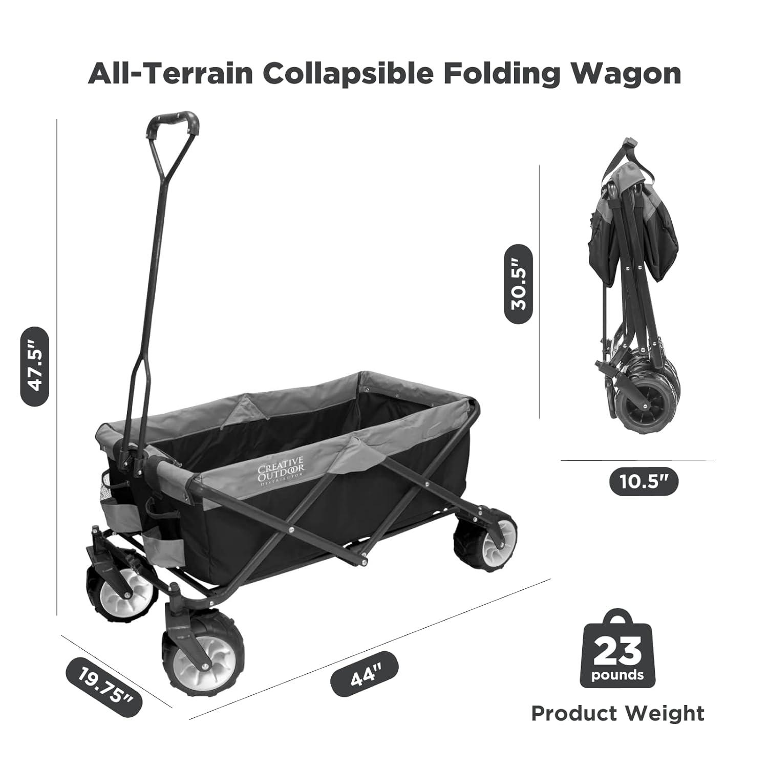 Wagonsrus Creative Outdoor Collapsible Folding Wagon, All-Terrain, Black
