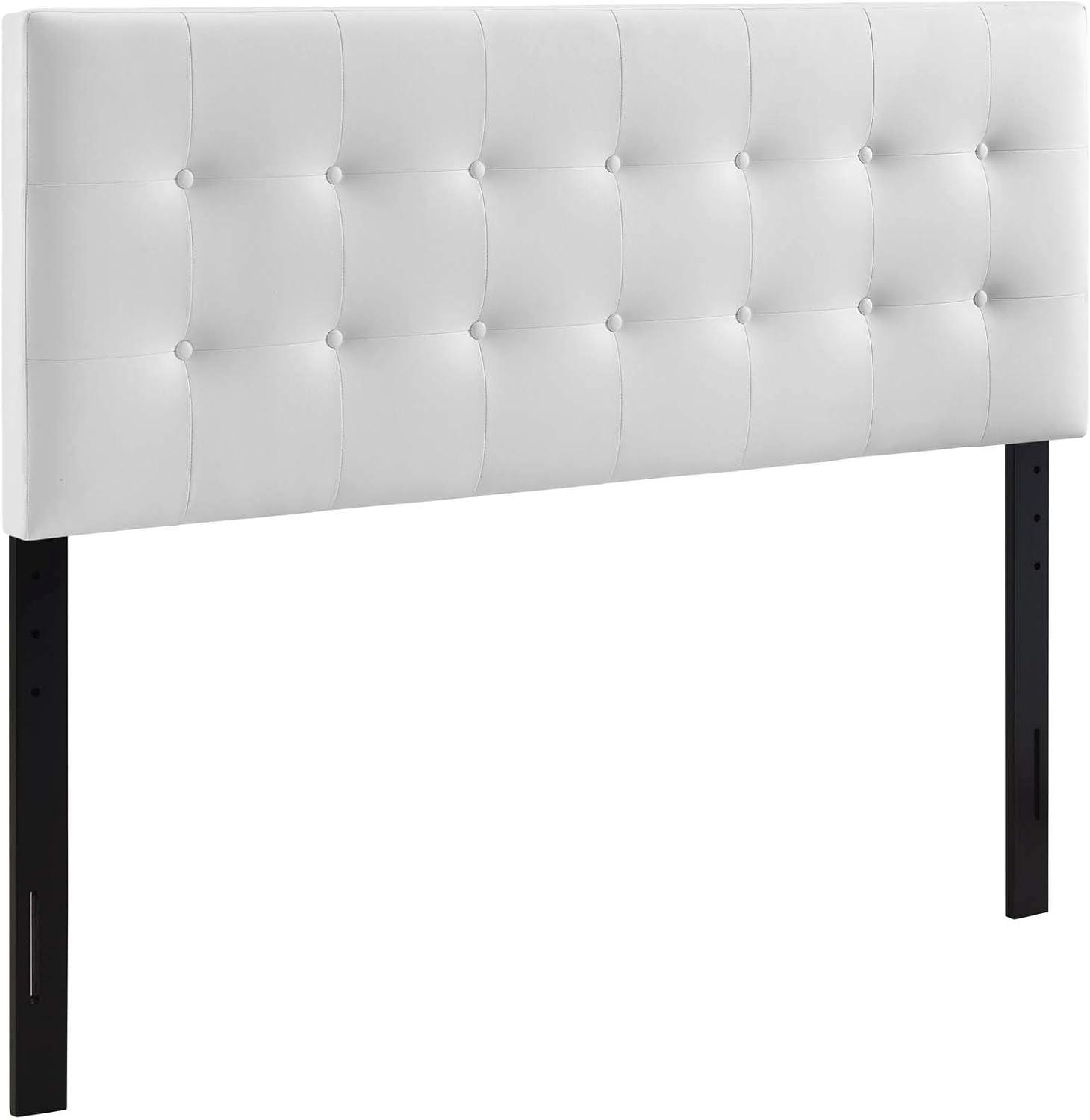 Emily White Faux Leather Tufted Full Headboard