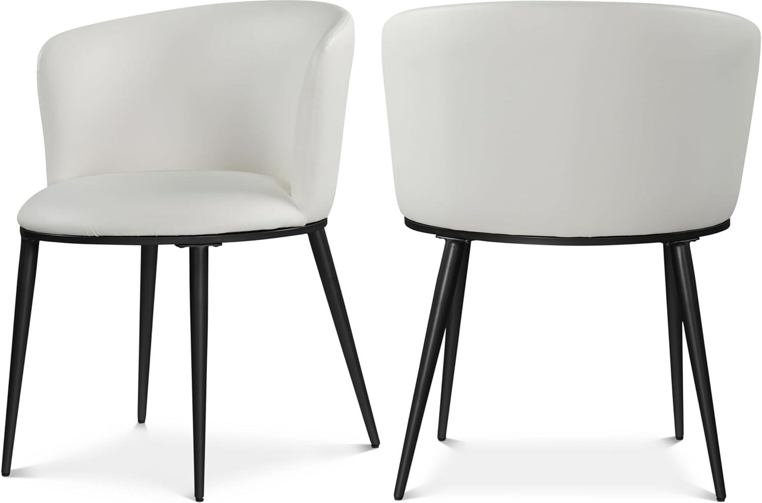 Meridian Furniture,Skylar White Vegan Leather Dining Chair, Set of 2