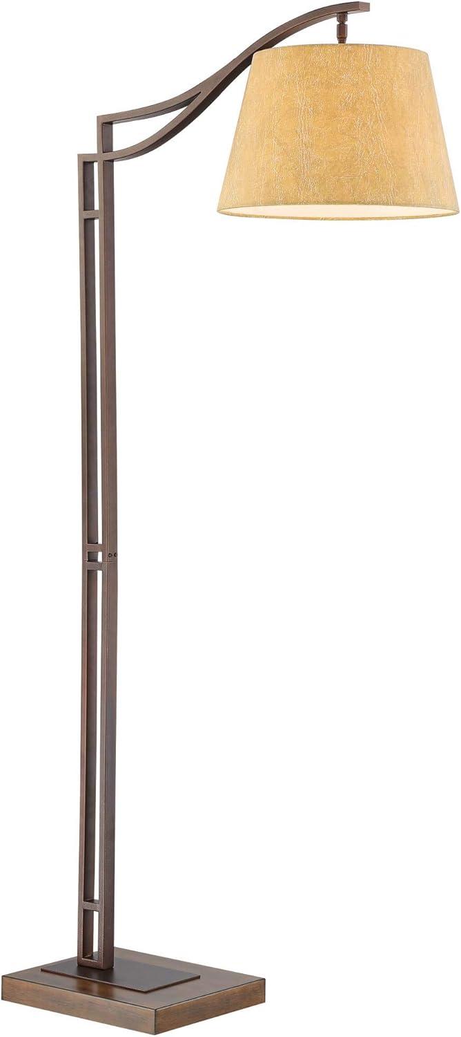 Tahoe 60" Bronze Metal & Faux Leather Industrial Arc Floor Lamp