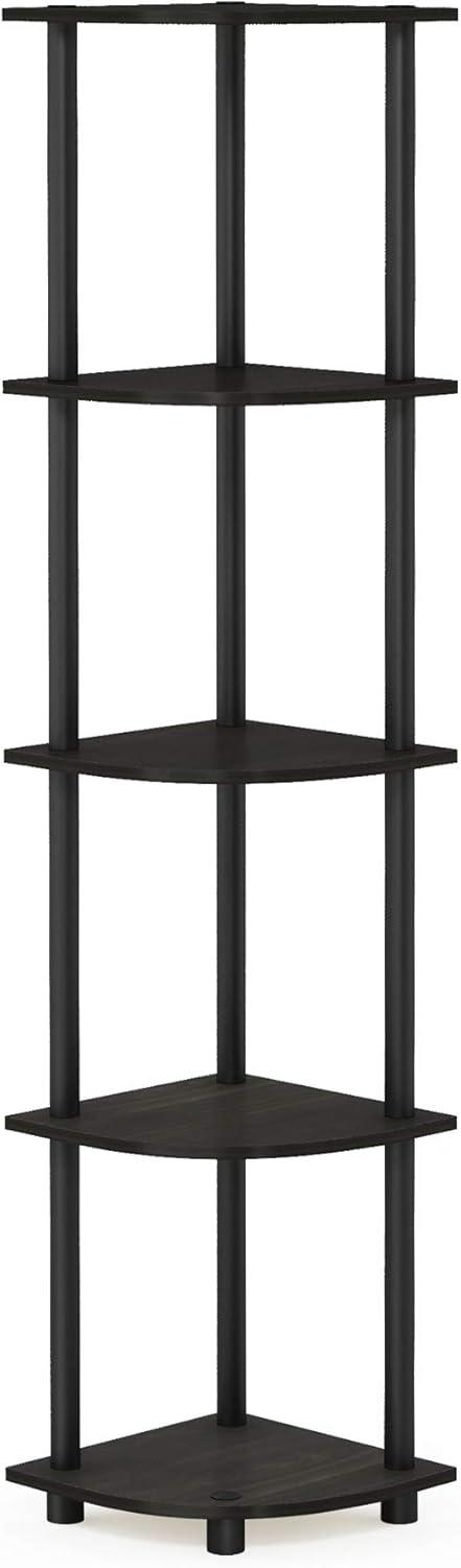 Furinno Turn-N-Tube 5 Tier Corner Display Rack Multipurpose Shelving Unit, Espresso & Black - 57.7 x 11.6 x 11.6 in.