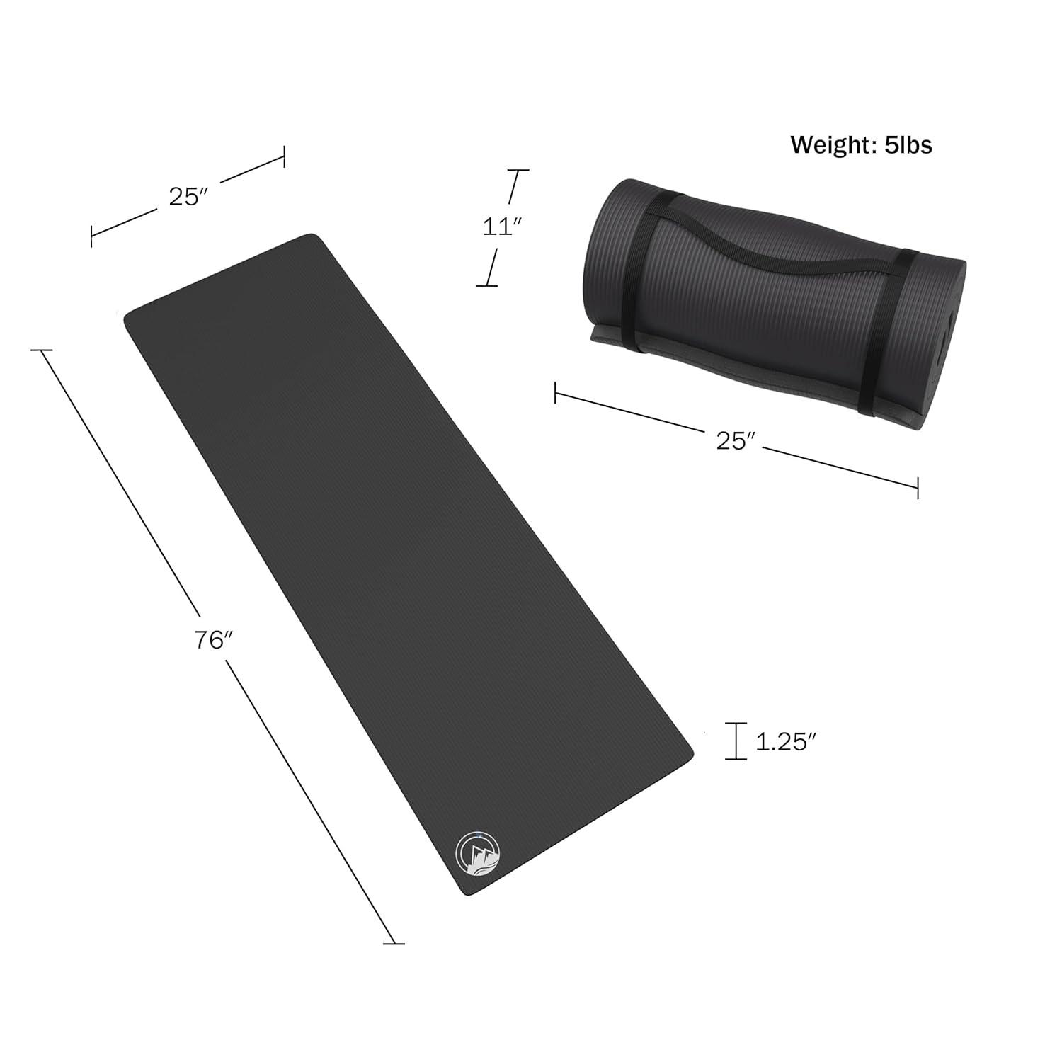 Set of 2 Foam Sleeping Mats for Camping – Extra-Thick 1.25-Inch Waterproof Sleep Pad Set with Carry Straps for Tents or Sleepovers by Wakeman (Black)