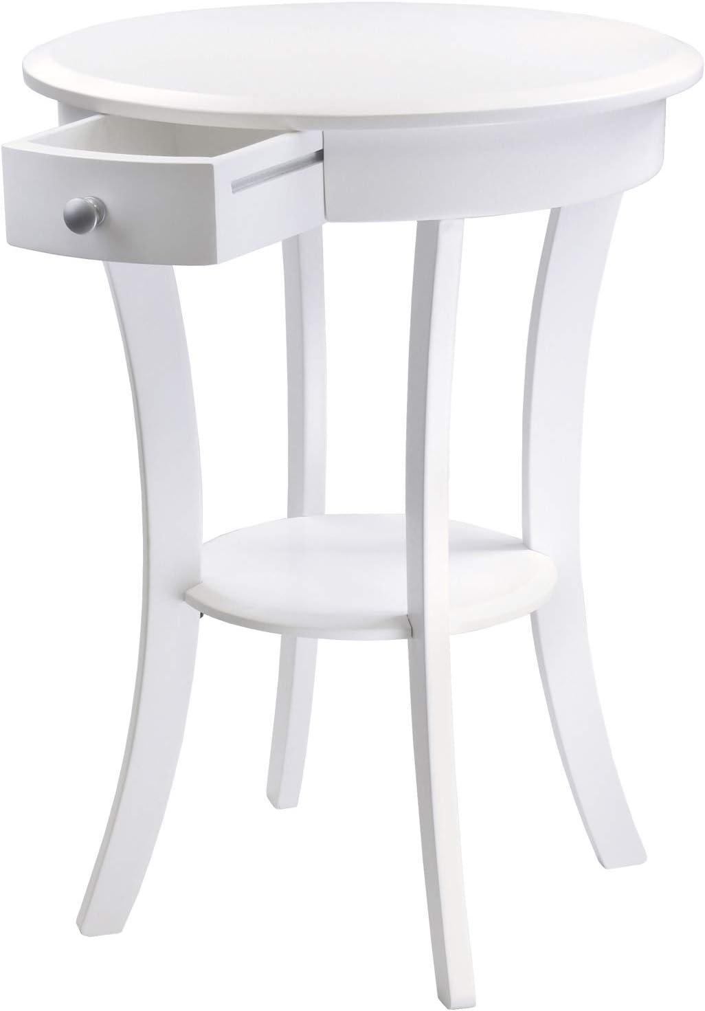 Sasha Round Accent Table - White - Winsome: Wood Composite, Veneer, Shelf Storage, Spot Clean