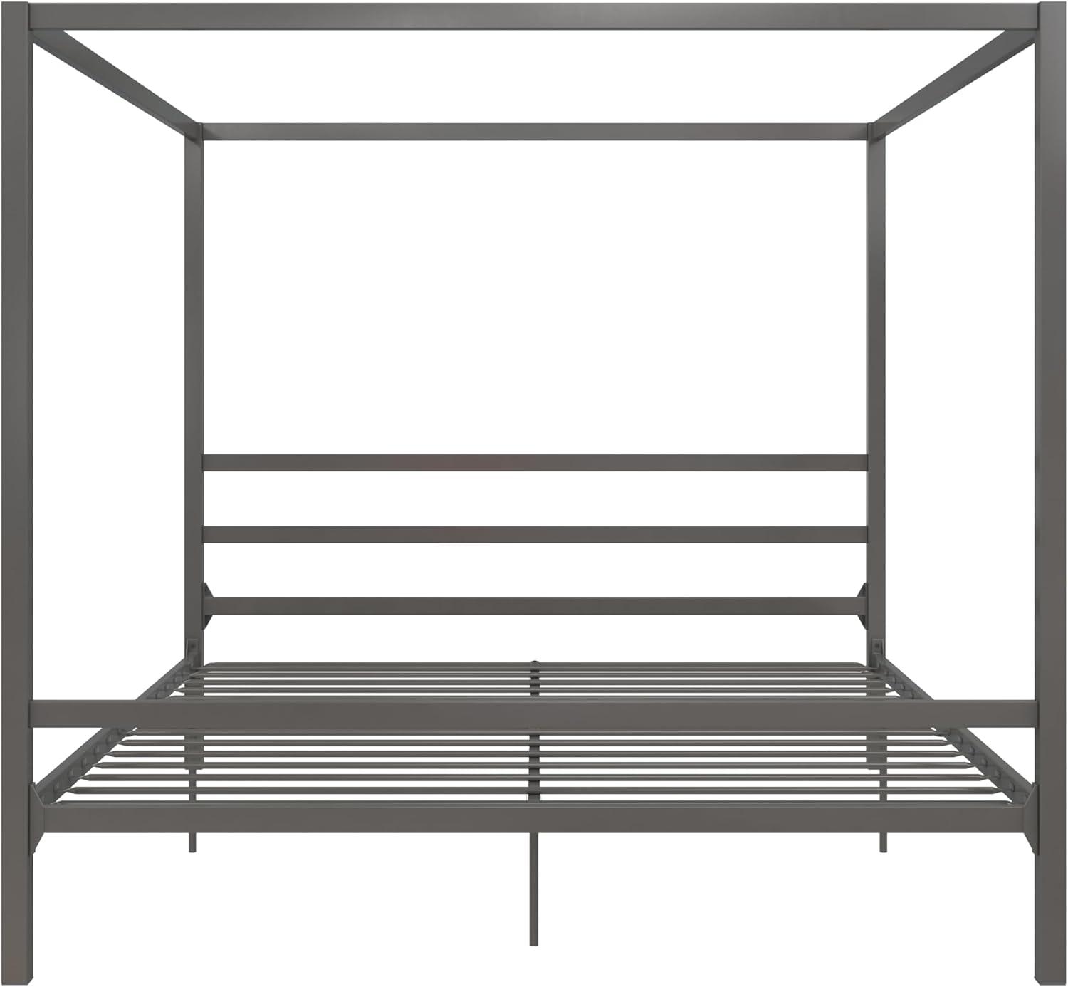 DHP Modern Metal Canopy Platform Bed Frame, King, Gunmetal Gray