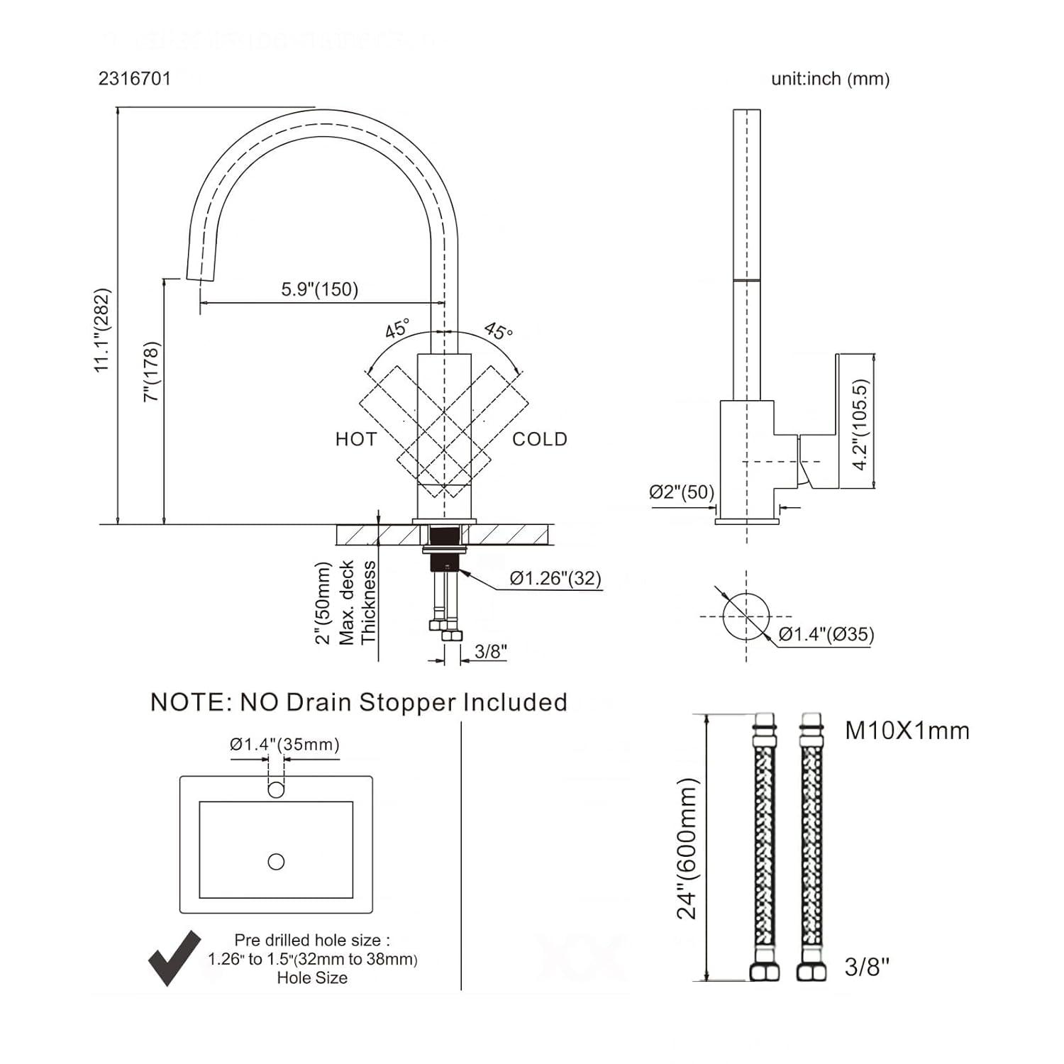 Bar Sink Faucet Black Gold, Bar Sink Faucet Single Hole, Stainless Steel Wet Bar Faucet with Single Handle for Kitchen Bathroom RV Restroom Sink, Durability Rust Square-Structured Faucet