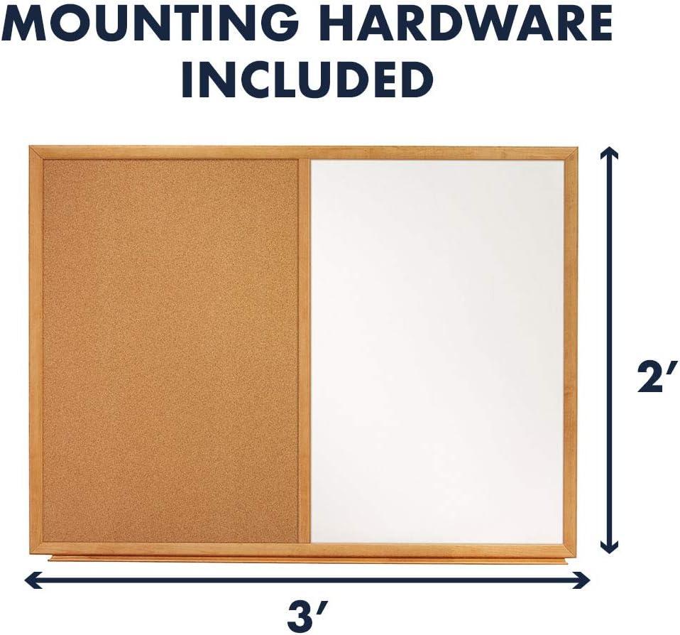 Oak Frame 36" x 24" Whiteboard and Cork Combo Board