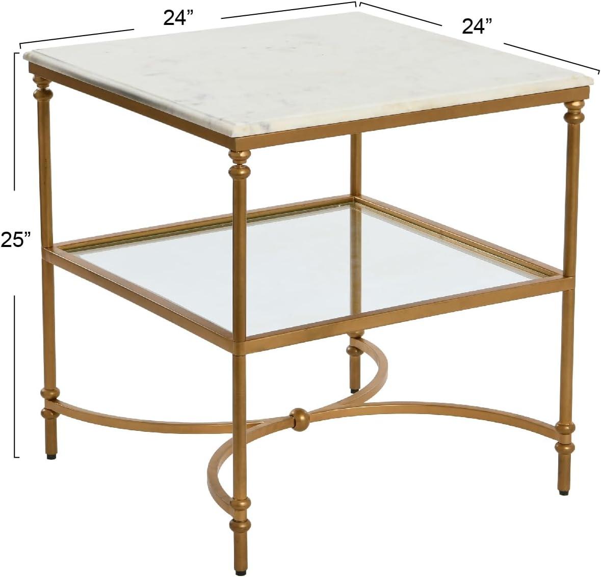 Creative Co-Op Libertine Genuine Marble and Metal Coffee Table, Gold Finish