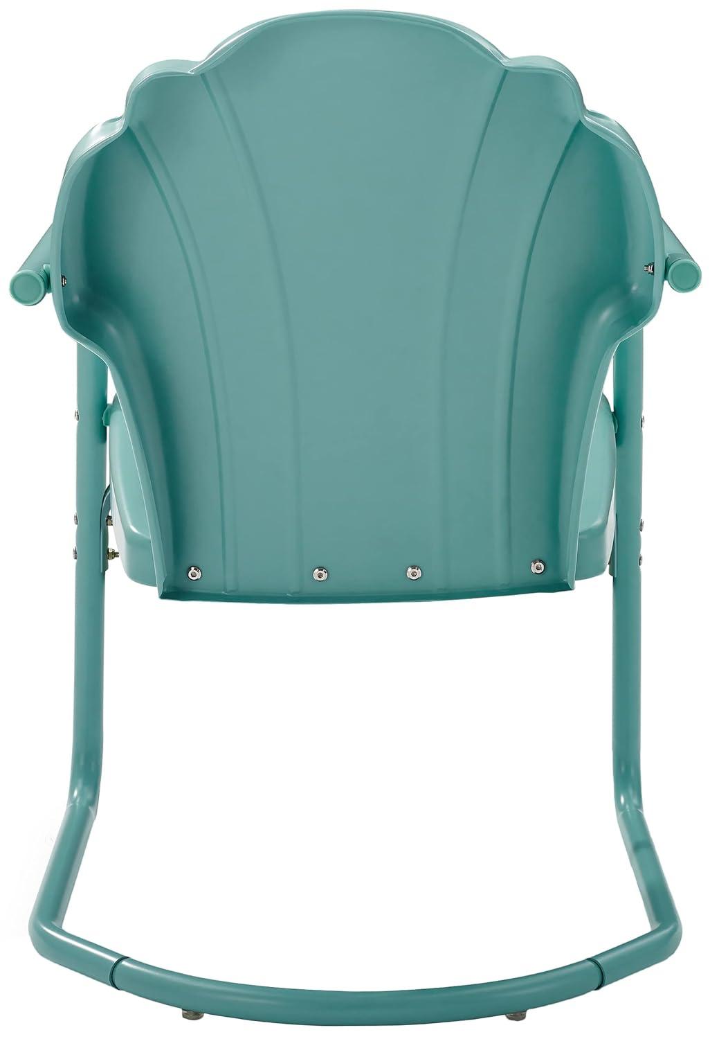 2pc Tulip Retro Metal Chair - Blue - Crosley: Steel Construction, Weather-Resistant, Vintage Design