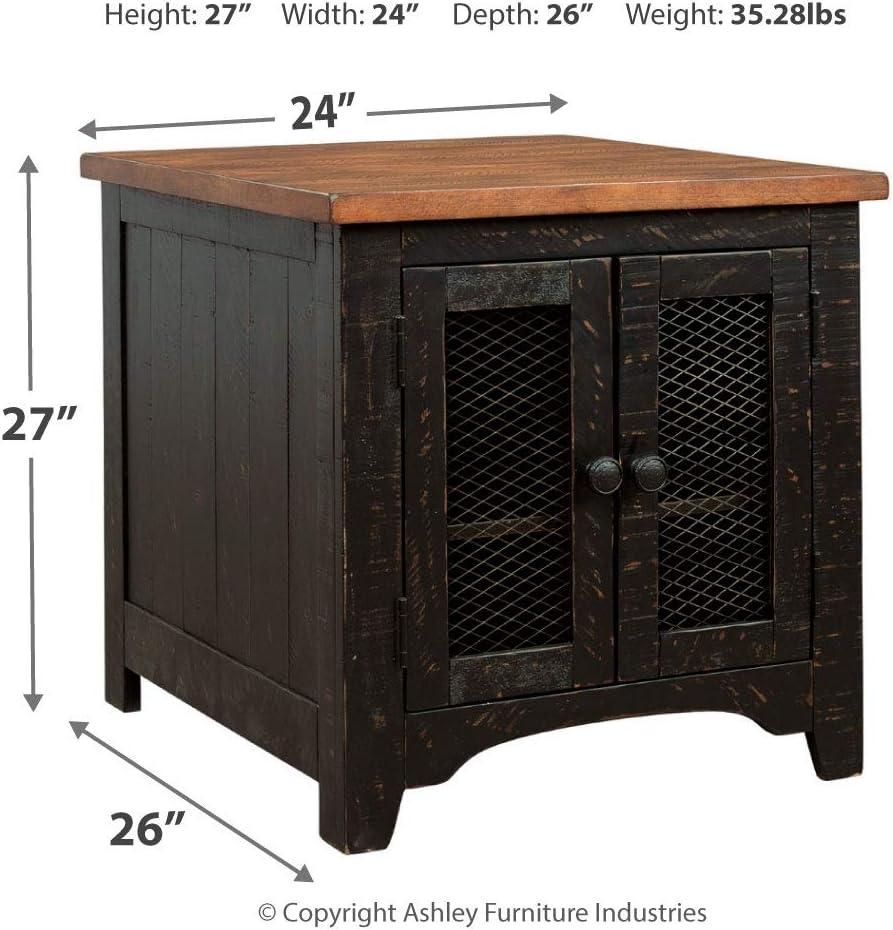 Signature Design By Ashley Valebeck Casual Rectangular End Table Black/Brown