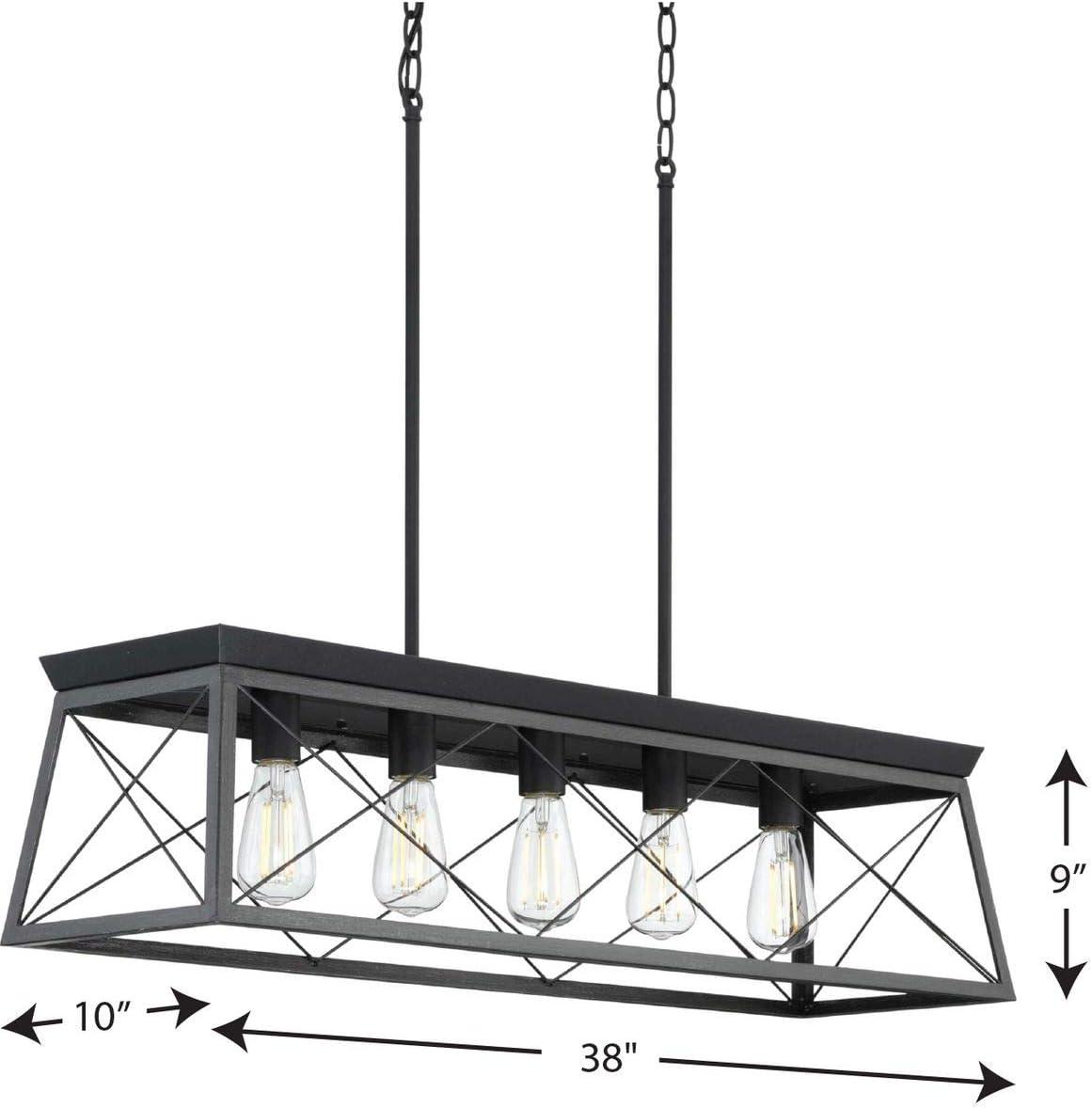 Progress Lighting Briarwood 5-Light Linear Chandelier, Textured Black, No Shade