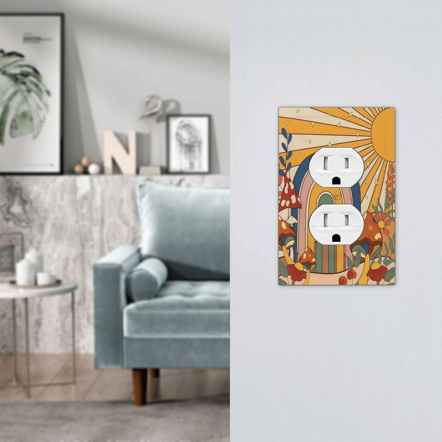 ZICANCN Outlet Covers Wall Plate, Sunflowers Nature Beige Background Light Switch Cover Decorative, Duplex Toggle Combo 1-Gang