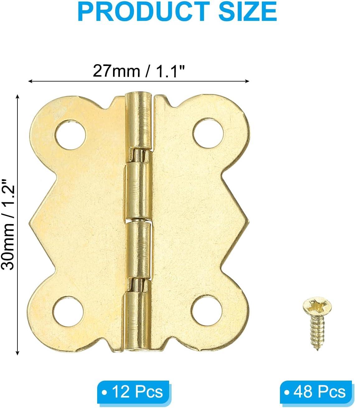 Gold 1-5/8 Inch Butterfly Hinges with Screws for Cabinets and Boxes