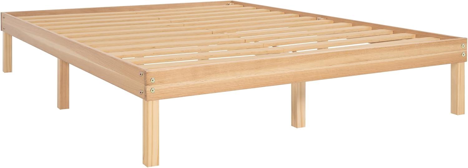 14 Inch King Solid Wood Platform Bed Frame, No Squeak Bed Frame with Wooden Slats, No Box Spring Needed, 9.2” Under Bed Storage – Natural