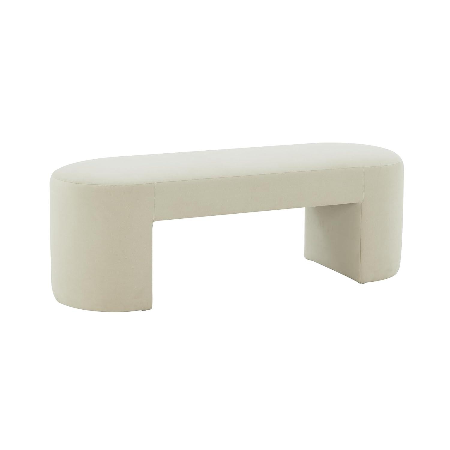 Elena Light Blue Velvet Contemporary Bench
