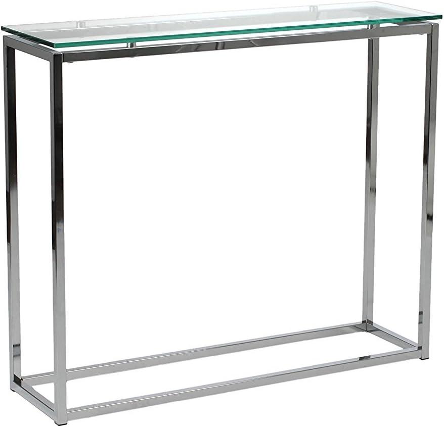 Sandor Clear Glass Top Console Table with Chrome Base