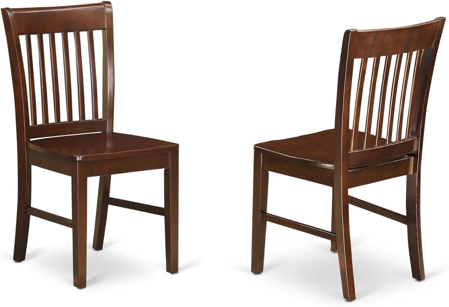 East West Furniture Norfol 11" Wood Dining Chairs in Mahogany (Set of 2)