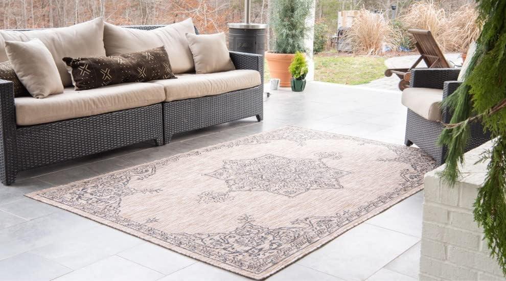 Unique Loom 9' 0 x 12' 2 Rectangle Indoor/Outdoor Traditional Beige Area Rug