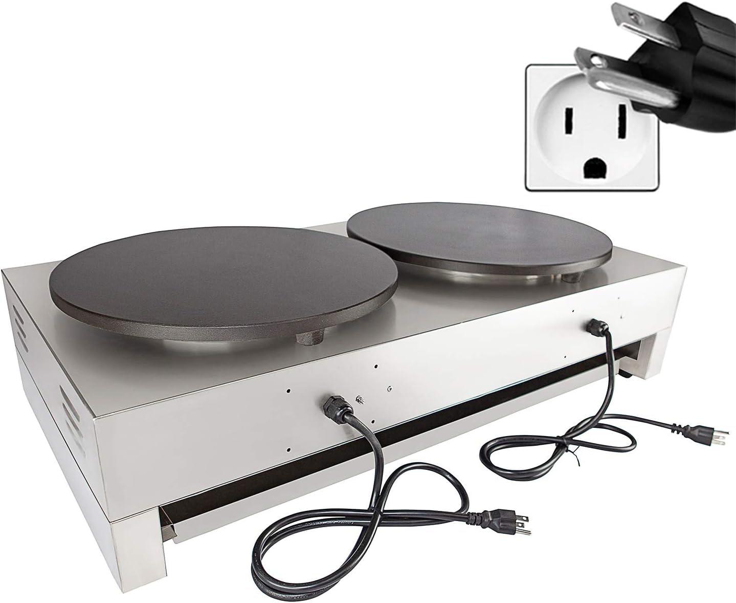 ALDKitchen Crepe Maker Commercial | Electric Pancake Maker | Nonstick 16 Plate | 110V
