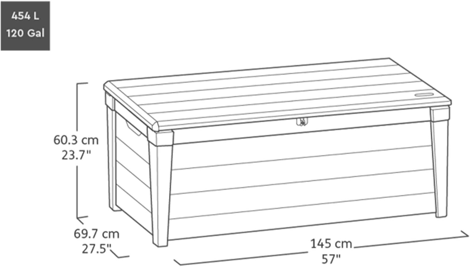 Keter Keter Brightwood 120 Gallon Large Durable Outdoor Storage and Weather Resistant Resin Deck Box