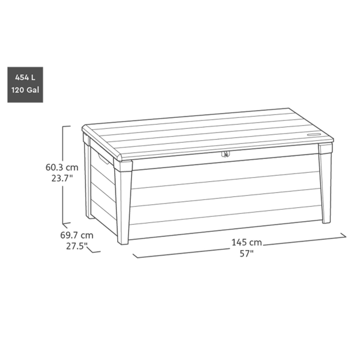Keter Keter Brightwood 120 Gallon Large Durable Outdoor Storage and Weather Resistant Resin Deck Box