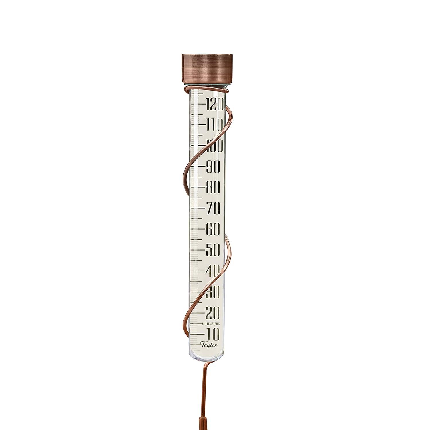 Taylor Taylor Heritage Collection Glass Rain Gauge, 5 Inch Capacity, Bronze