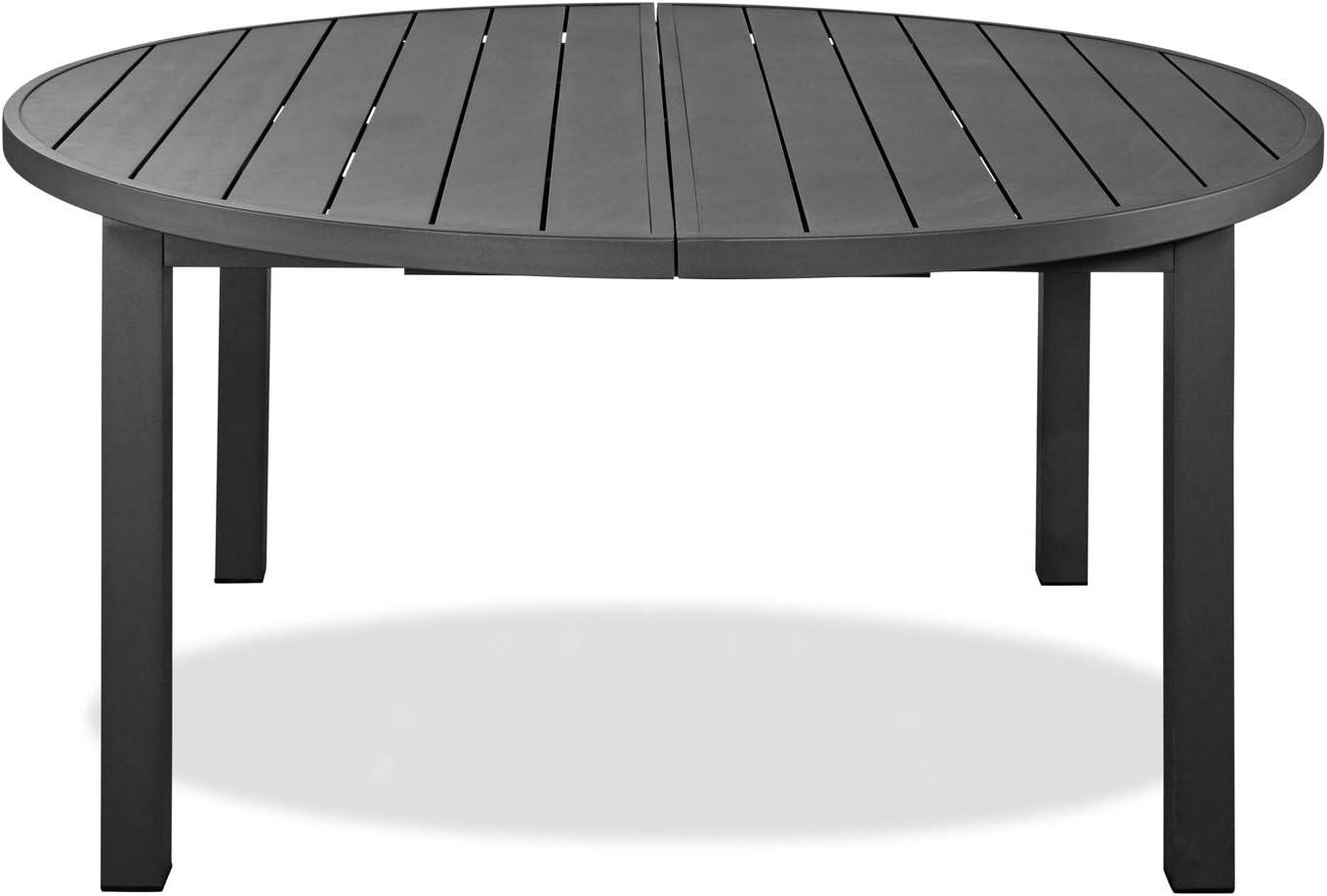 Aloha Indoor/Outdoor Extendable Oval Dining Table in Grey Aluminum, Powder-Coating Finished