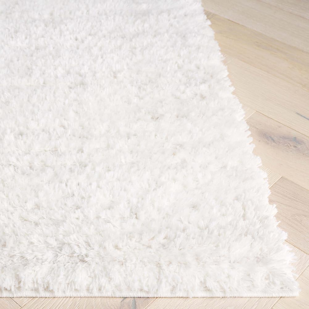 Ivory and Taupe Square Shag Area Rug, 6'7"