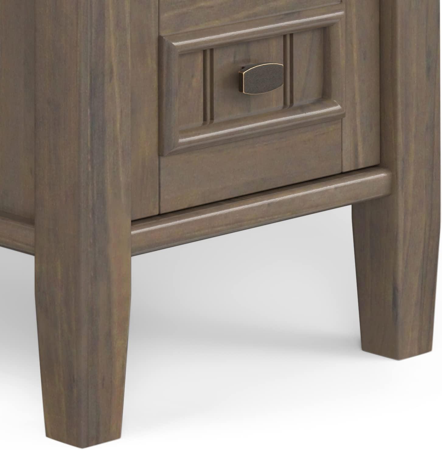 Lev Smoky Brown Solid Wood Narrow End Table with Storage