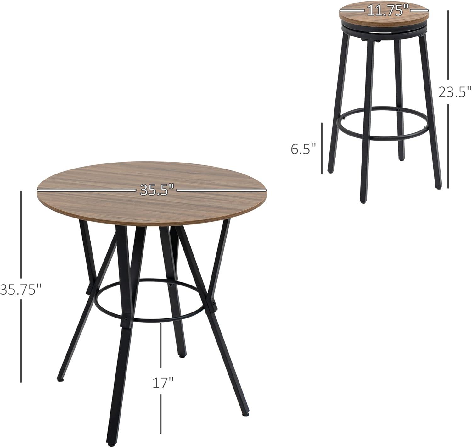 5-Piece Bar Table and Chairs Set, Space Saving Dining Table with 4 Stools