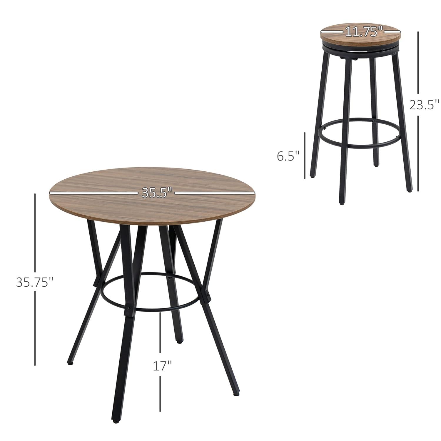 5-Piece Bar Table and Chairs Set, Space Saving Dining Table with 4 Stools