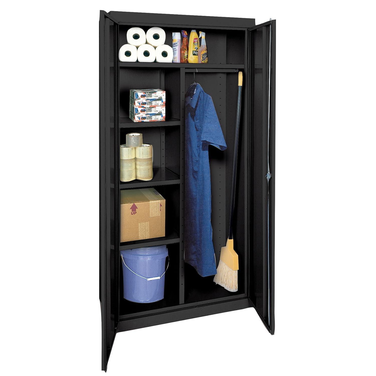 Classic Series 36"W x 72"H x 24"D Combination Storage Cabinet with Adjustable Shelves, Black