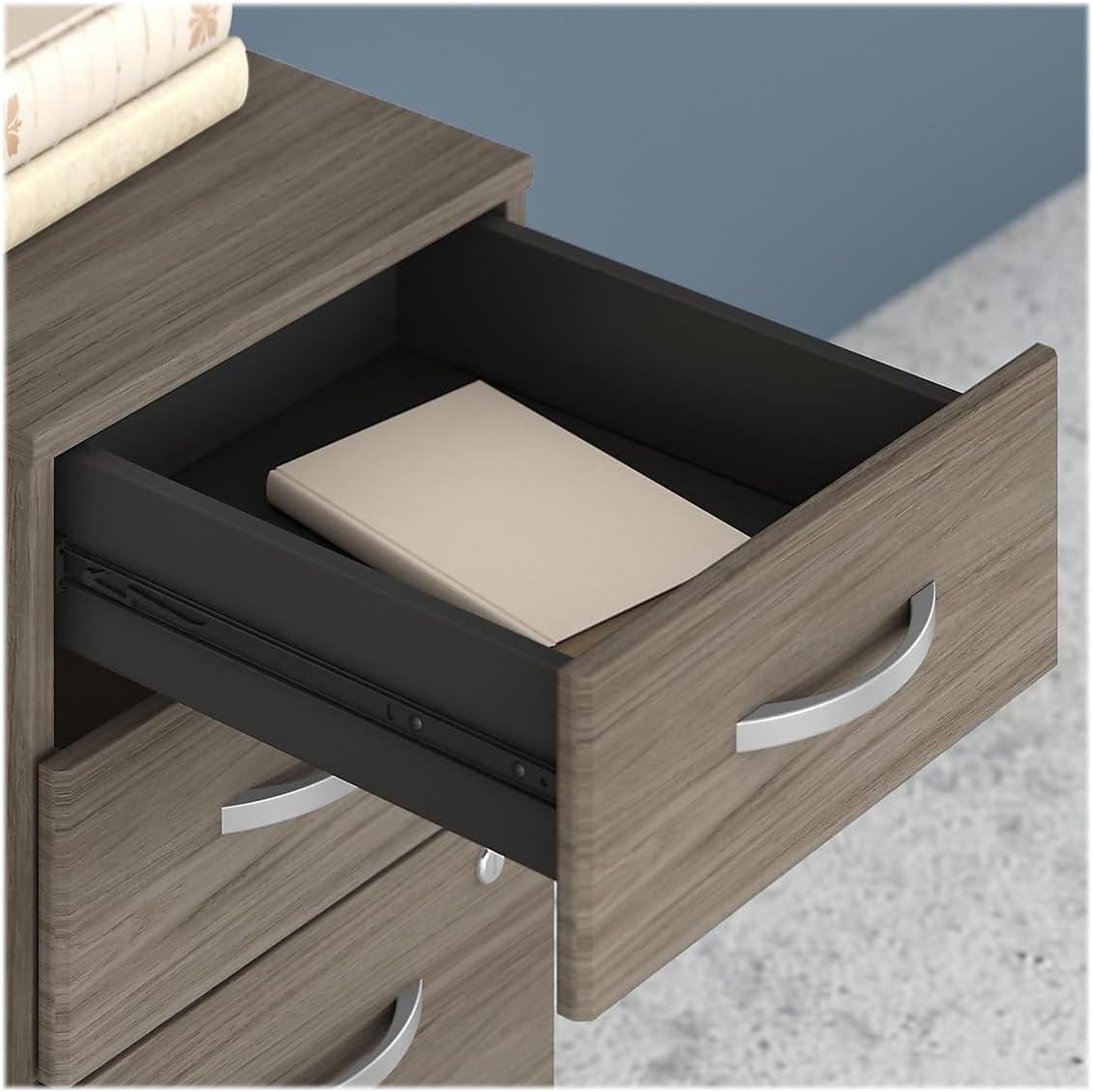 Hybrid 3 Drawer Mobile File Cabinet in Modern Hickory - Engineered Wood