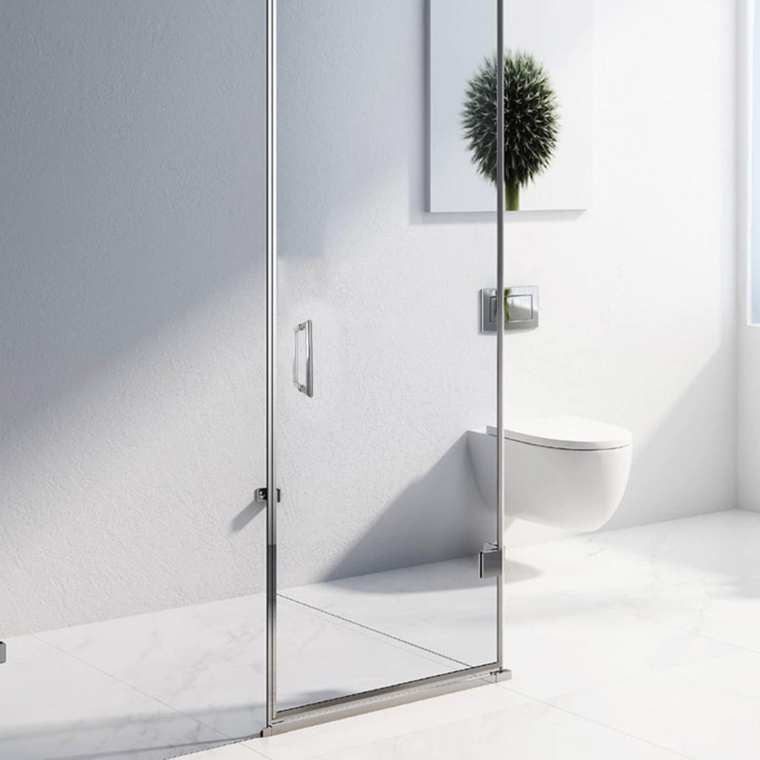 CKB 8" Shower Door Handle, Stainless Steel Shower Door Pull Compatible with 1/3" to 1/2" Glass Thickness, Back to Back Glass Door Handle with Polished Steel