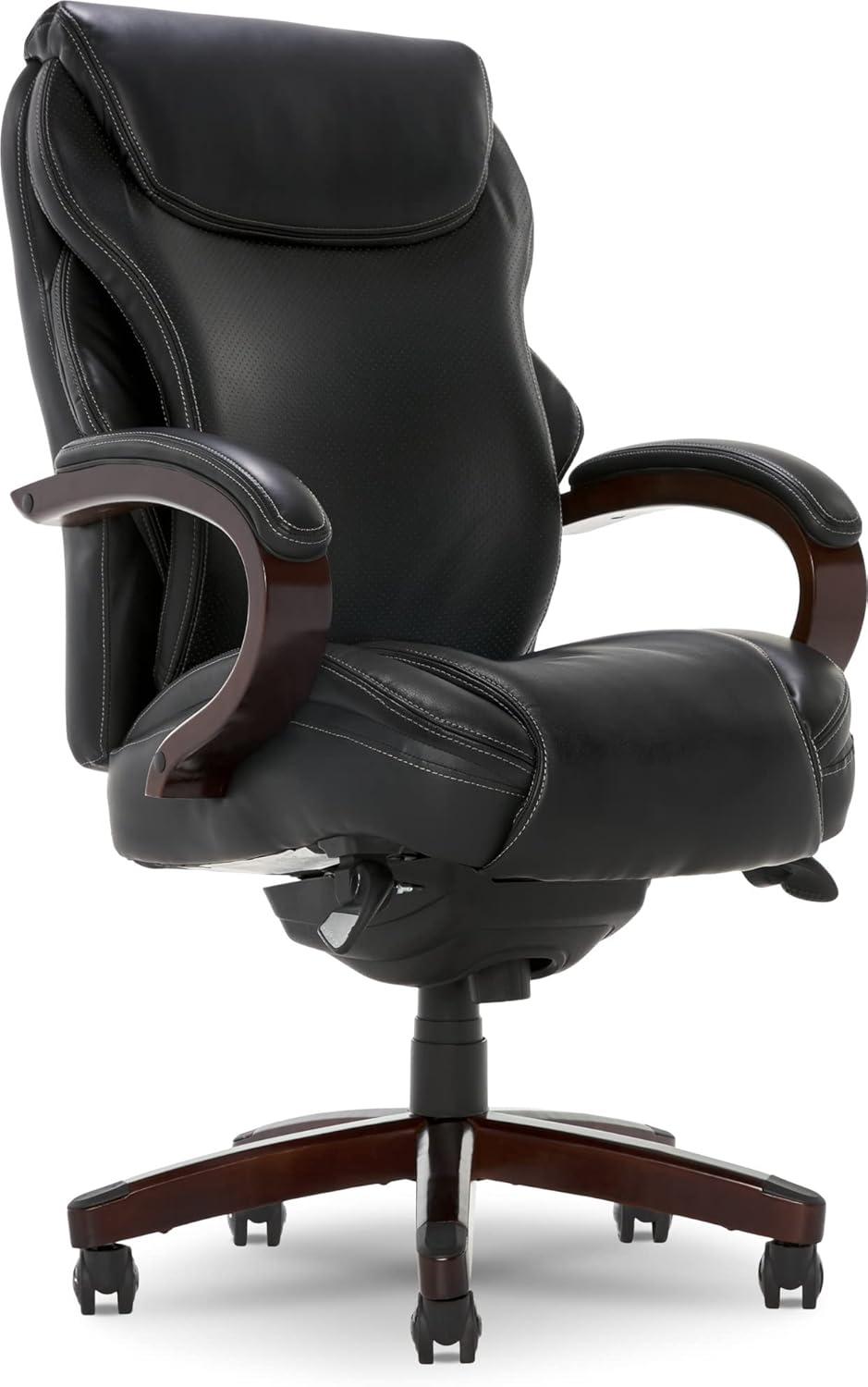 Ergonomic High-Back Black Leather Executive Swivel Chair with AIR Lumbar Support