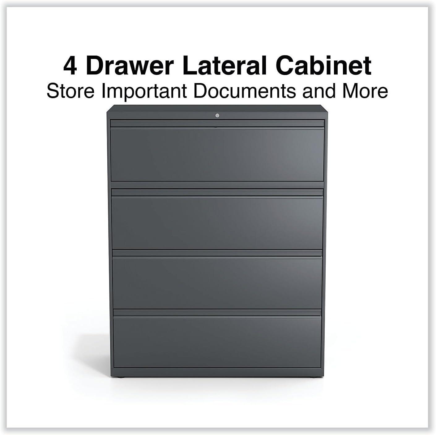 Alera Lateral File, 4 Legal/Letter/A4/A5-Size File Drawers, Charcoal, 42" x 18.63" x 52.5"