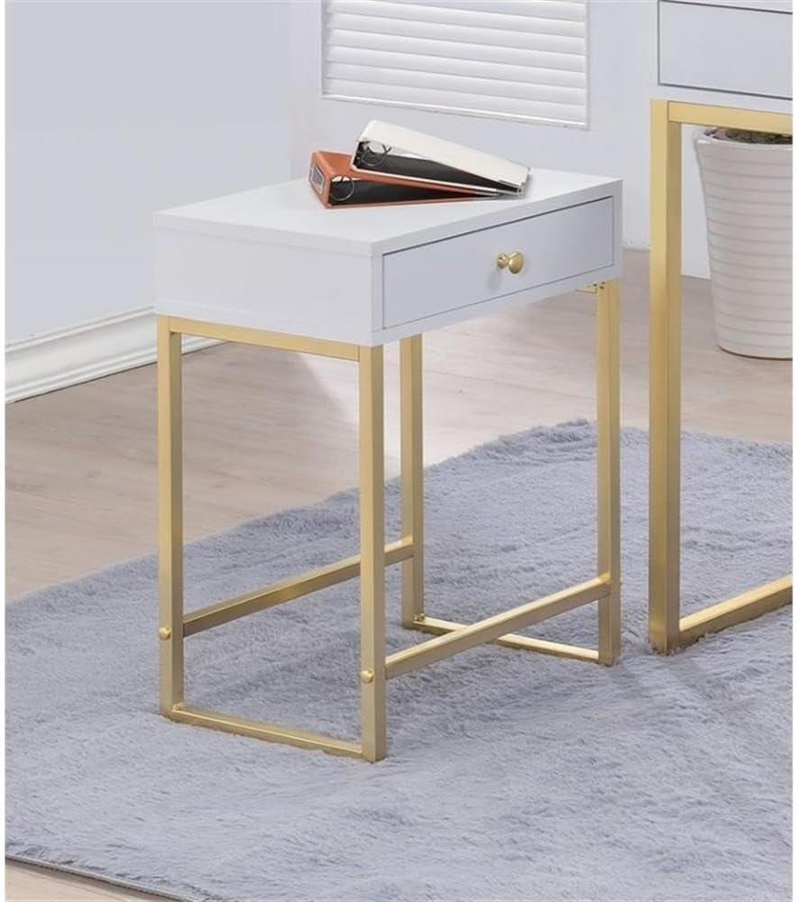 Astonishing Side Table White and Gold - Saltoro Sherpi